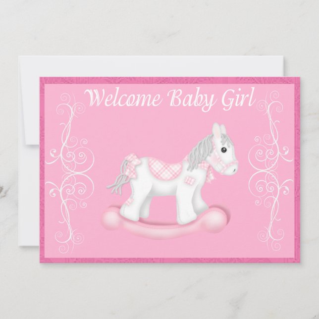 Rocking Horse  Baby Shower Invitation (Girl) (Front)