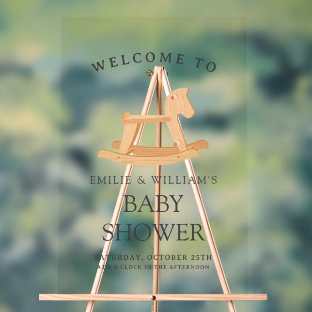 Rocking Horse Baby Shower Minimalist Baby Shower Acrylic Sign (Neutral)