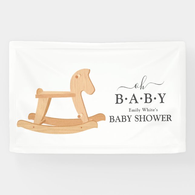 Rocking Horse Baby Shower Minimalist Baby Shower Banner (Horizontal)