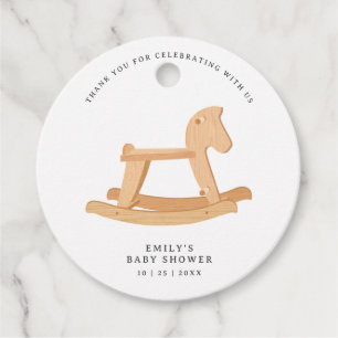 Rocking Horse Baby Shower Minimalist Gender Neutra Favour Tags