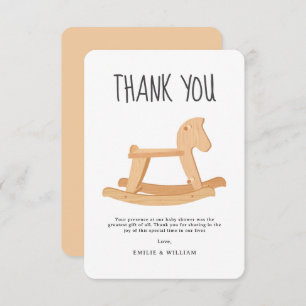 Rocking Horse Baby Shower Minimalist Gender Neutra Thank You Card