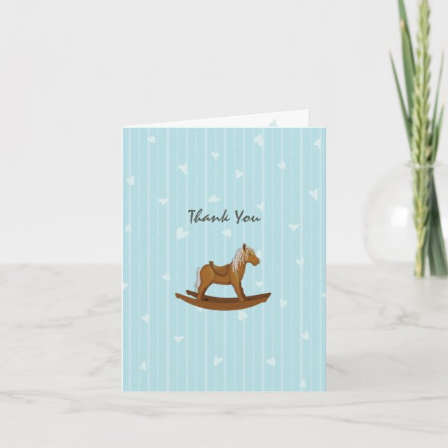 Rocking Horse Baby Shower Thank You Card (Front)