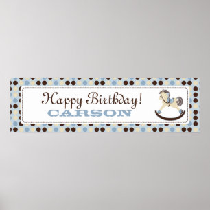 Rocking Horse Birthday Banner Boy Poster