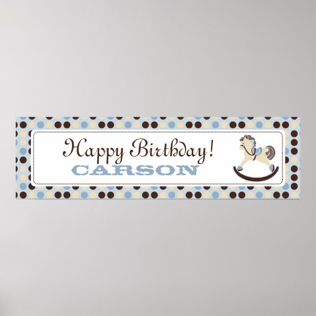 Rocking Horse Birthday Banner Boy Poster (Front)