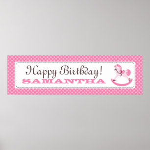 Rocking Horse Birthday Banner for Girls Poster