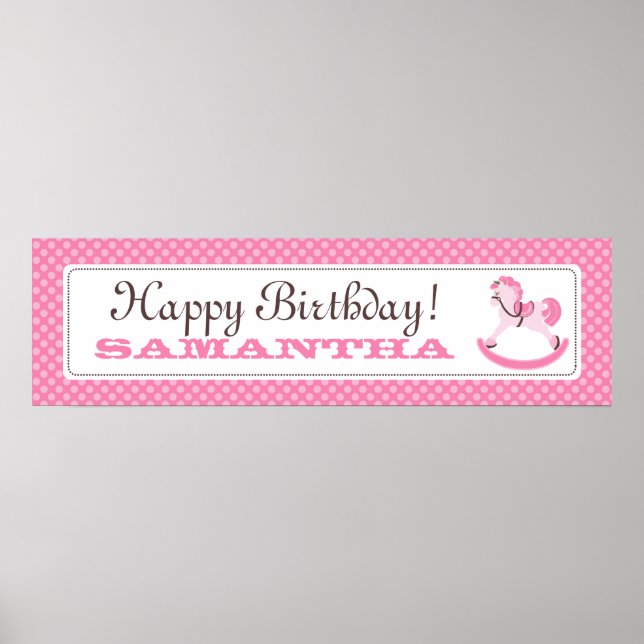 Rocking Horse Birthday Banner for Girls Poster (Front)