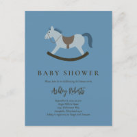 Rocking Horse Blue Baby Shower Invitation