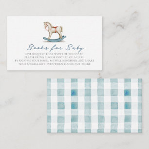 Rocking Horse Blue Boy Baby Shower Book Request Enclosure Card