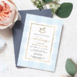 Rocking Horse Blue Gingham Christening Foil Invite<br><div class="desc">This invitation features a classic gingham design with real gold foil details. The script heading is an image that cannot be edited. All of the other text is fully editable. For more advanced customisation of this design,  simply select the "Customise It" button above.</div>