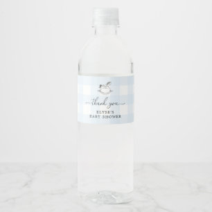 Rocking Horse Blue Gingham Favour Water Bottle Water Bottle Label