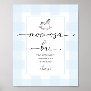 Rocking Horse Blue Gingham Shower Mum-osa Bar Sign