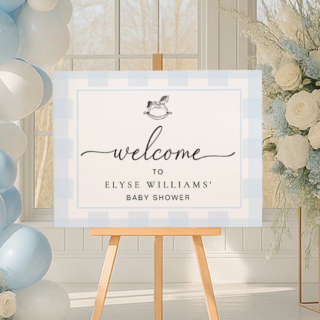 Rocking Horse Blue Gingham Welcome Poster (Creator Uploaded)