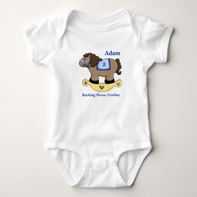 Rocking Horse Blue Infant Creeper (Front)