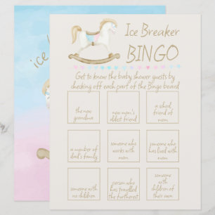 Rocking Horse Blue Pink Baby Shower Bingo