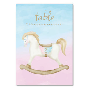 Rocking Horse Blue Pink Gender Baby Table Number