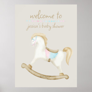 Rocking Horse Blue Pink Gender Baby Welcome Sign