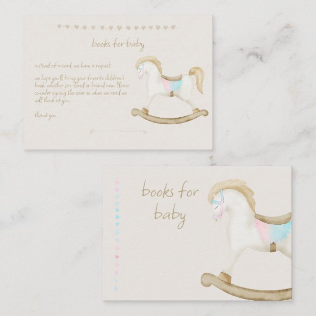 Rocking Horse Blue Pink Gender Books for Baby Enclosure Card (Front/Back)