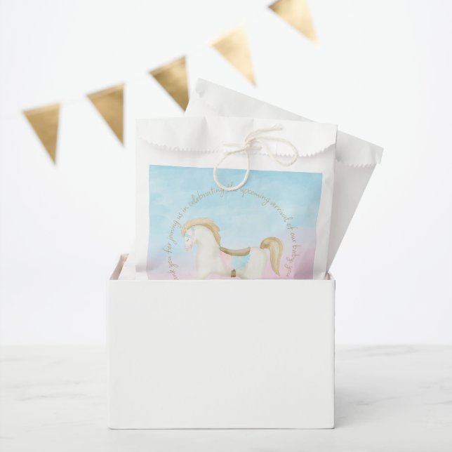 Rocking Horse Blue Pink Gender Neutral Baby Shower Favour Bags (Party)