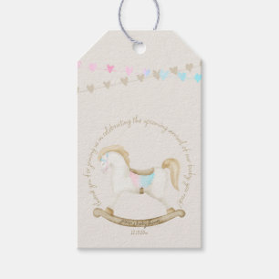 Rocking Horse Blue Pink Gender Neutral Baby Shower Gift Tags