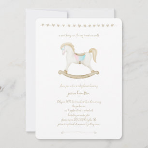 Rocking Horse Blue Pink Gender Neutral Baby Shower Invitation