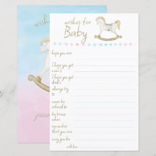 Rocking Horse Blue Pink Gender Neutral Wishes Baby