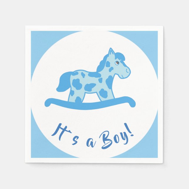 Rocking Horse Boy Baby Shower It`s a Boy Napkin (Front)