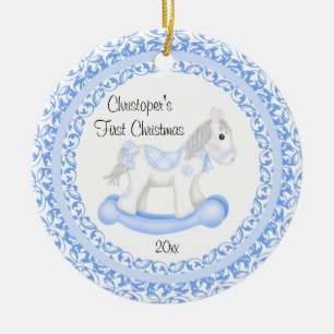 Rocking Horse Boy Baby's First Christmas Ornament
