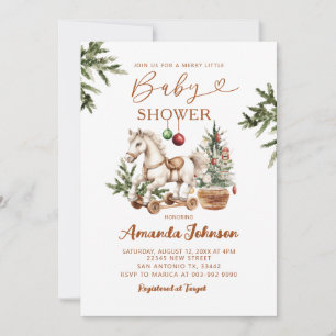 Rocking Horse Christmas Merry Little Baby Shower Invitation