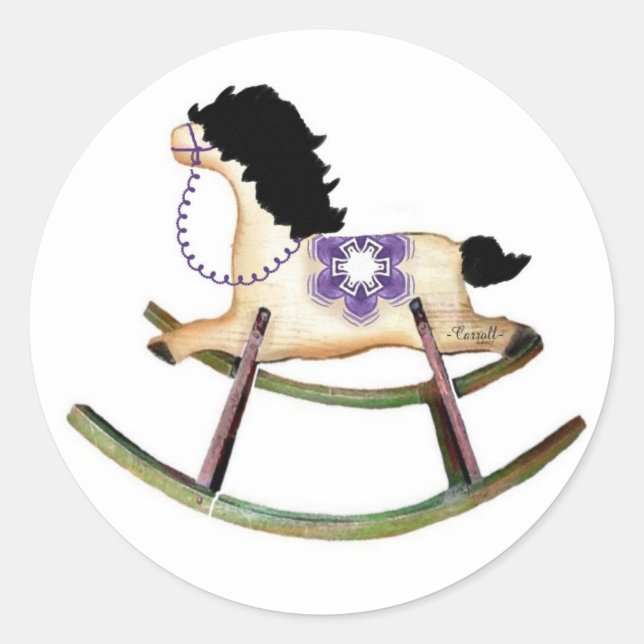 Rocking Horse Classic Round Sticker (Front)