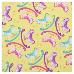 Rocking horse colourful kids name nursery fabric