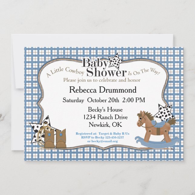 Rocking Horse Cowboy Baby Shower Invitation (Front)