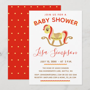 Rocking Horse, Cute Baby Shower Invitation