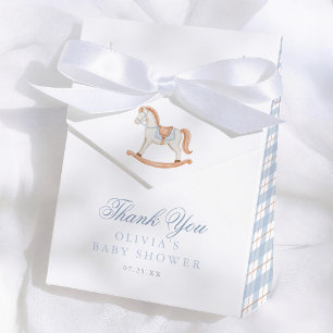 Rocking Horse Gingham Baby Shower Thank You Favour Box