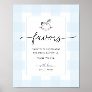 Rocking Horse Gingham Blue Gingham Favours Sign
