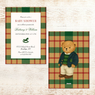 Rocking Horse Holiday Plaid Baby Shower  Invitation
