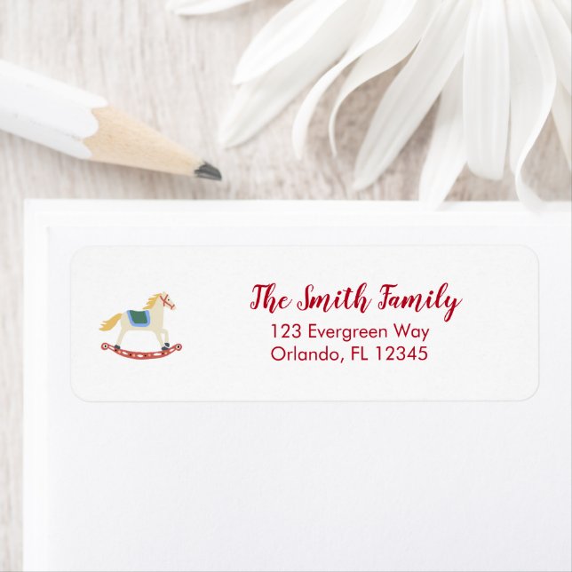 Rocking Horse Illustration Return Address Label (Insitu)