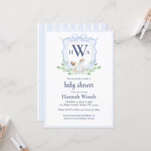 Rocking Horse Monogram Grandmillennial Baby Shower Invitation