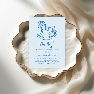 Rocking Horse Oh Boy Baby Shower   Elegant & Cute Invitation