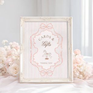 Rocking Horse Pink Baby Shower Cards and Gifts Poster