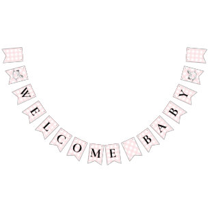 Rocking Horse Pink Gingham Baby Shower Bunting