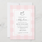 Rocking Horse Pink Gingham Baby Shower Invitation