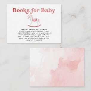 Rocking Horse Pink Girl Baby Shower Book Request Enclosure Card