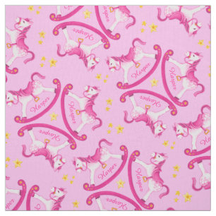 Rocking horse pink girls name harper nursery fabric