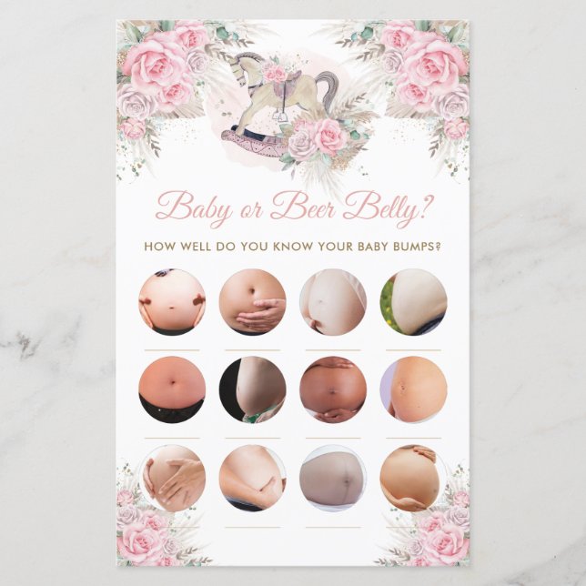 Rocking Horse Pink Pampas Baby or Beer Belly Game (Front)