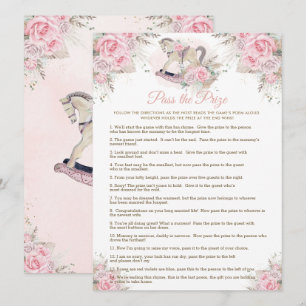 Rocking Horse Pink Pampas Baby Pass the Prize Game Invitation