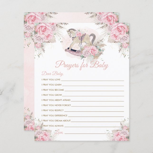 Rocking Horse Pink Pampas Grass Prayers for Baby (Front/Back)