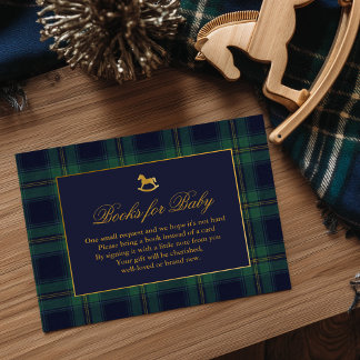 Rocking Horse Plaid Baby Shower Books for Baby Enclosure Card