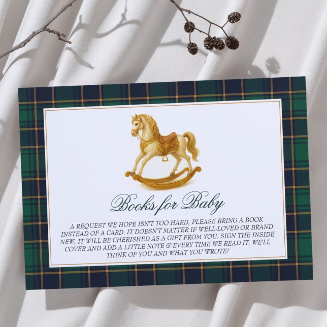 Rocking Horse Plaid Baby Shower Books for Baby Enclosure Card (Creator Uploaded)