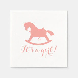 Rocking Horse Silhouette Baby Shower Napkins Pink
