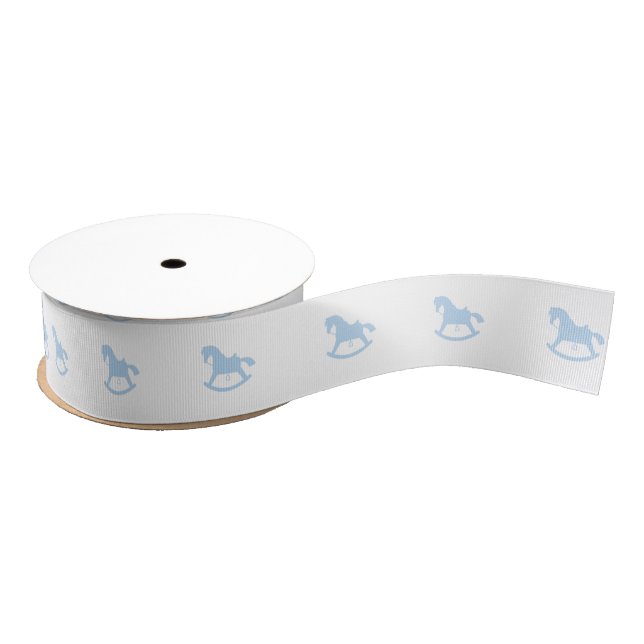 Rocking Horse Silhouette Ribbon Blue Grosgrain Ribbon (Spool)